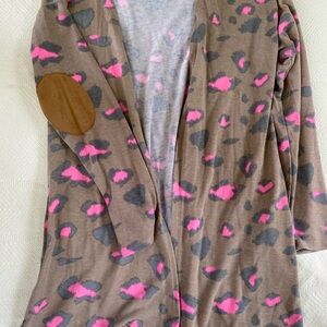 White Birch Pink and Tan Leopard Teddy Jacket